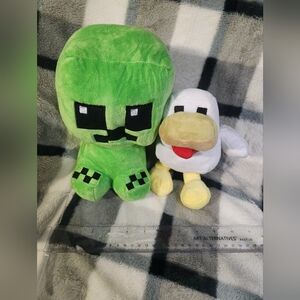 Green and White Plush Toy Set